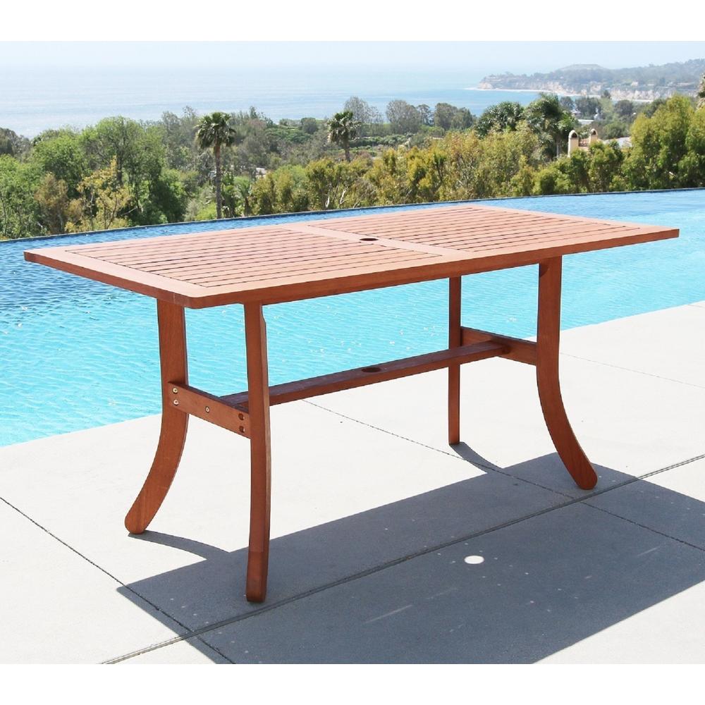 Vifah Malibu 5 pc Eucalyptus Patio Dining Set with 4 Flower Back Armchairs