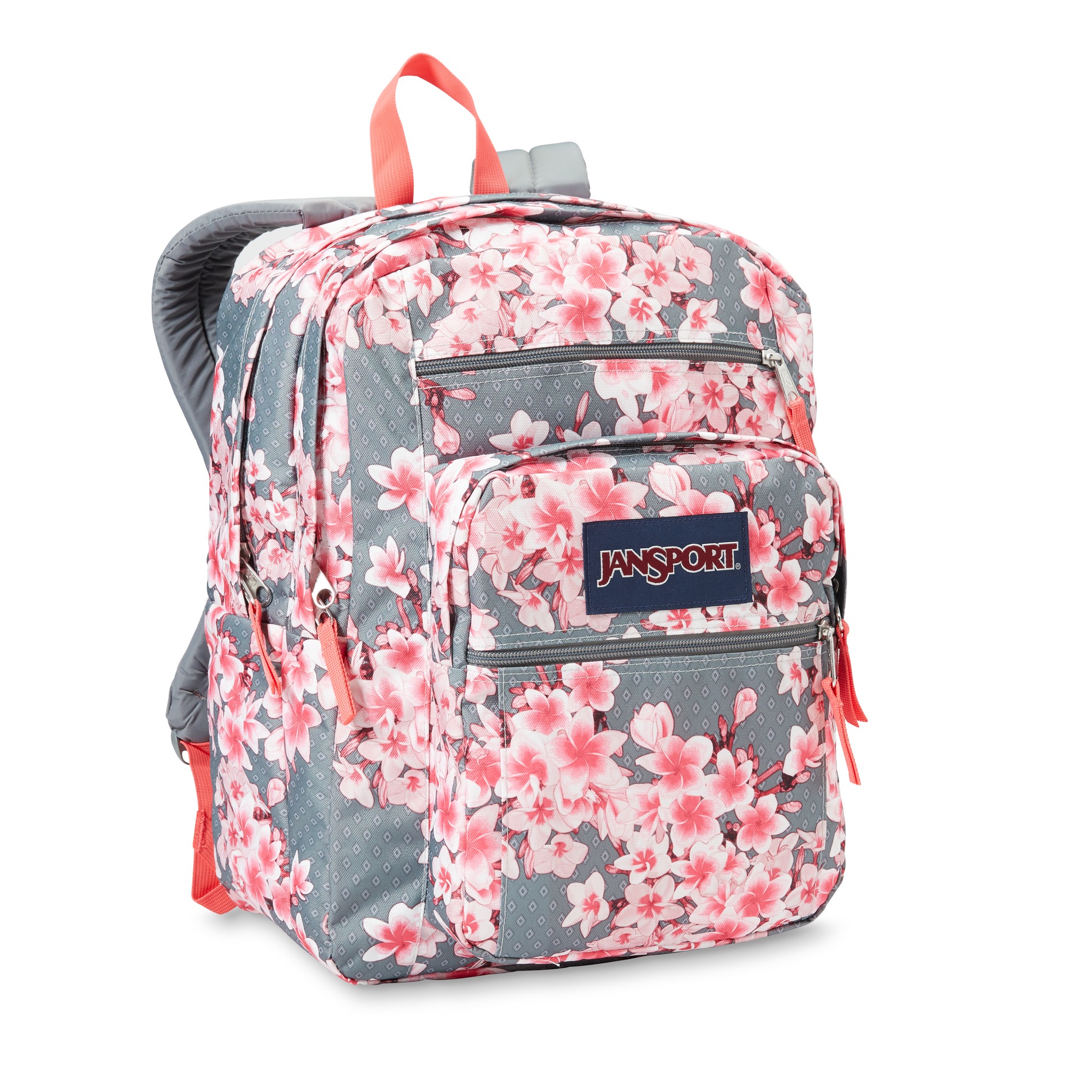 Grey Jansport Backpack With Flowers | semashow.com