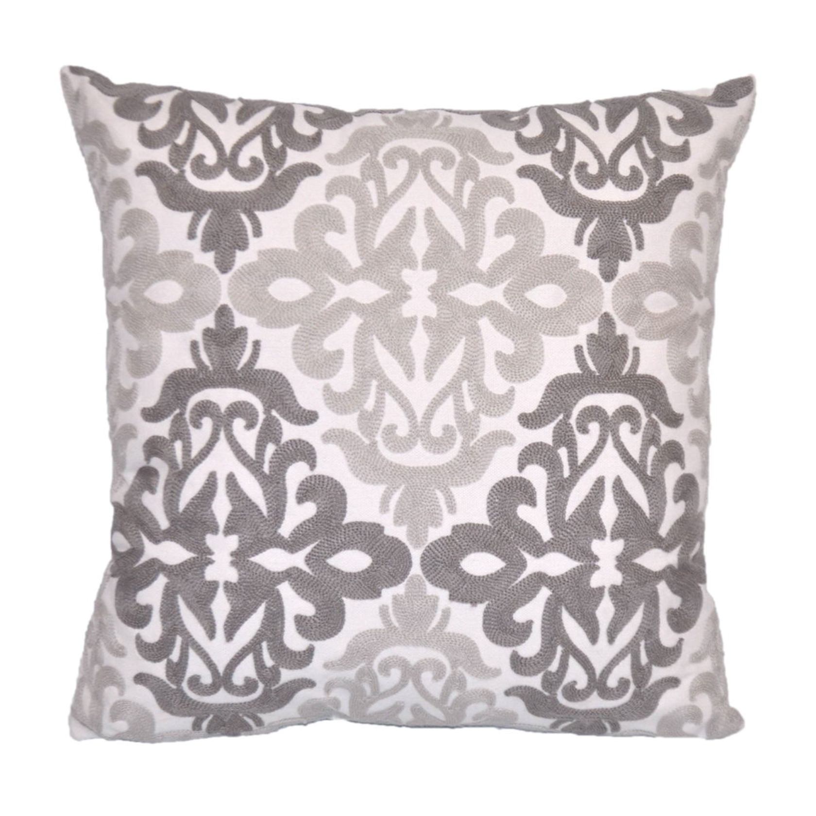 Route 66 17 x 17" Decorative Pillow &#8211; Grey Damask