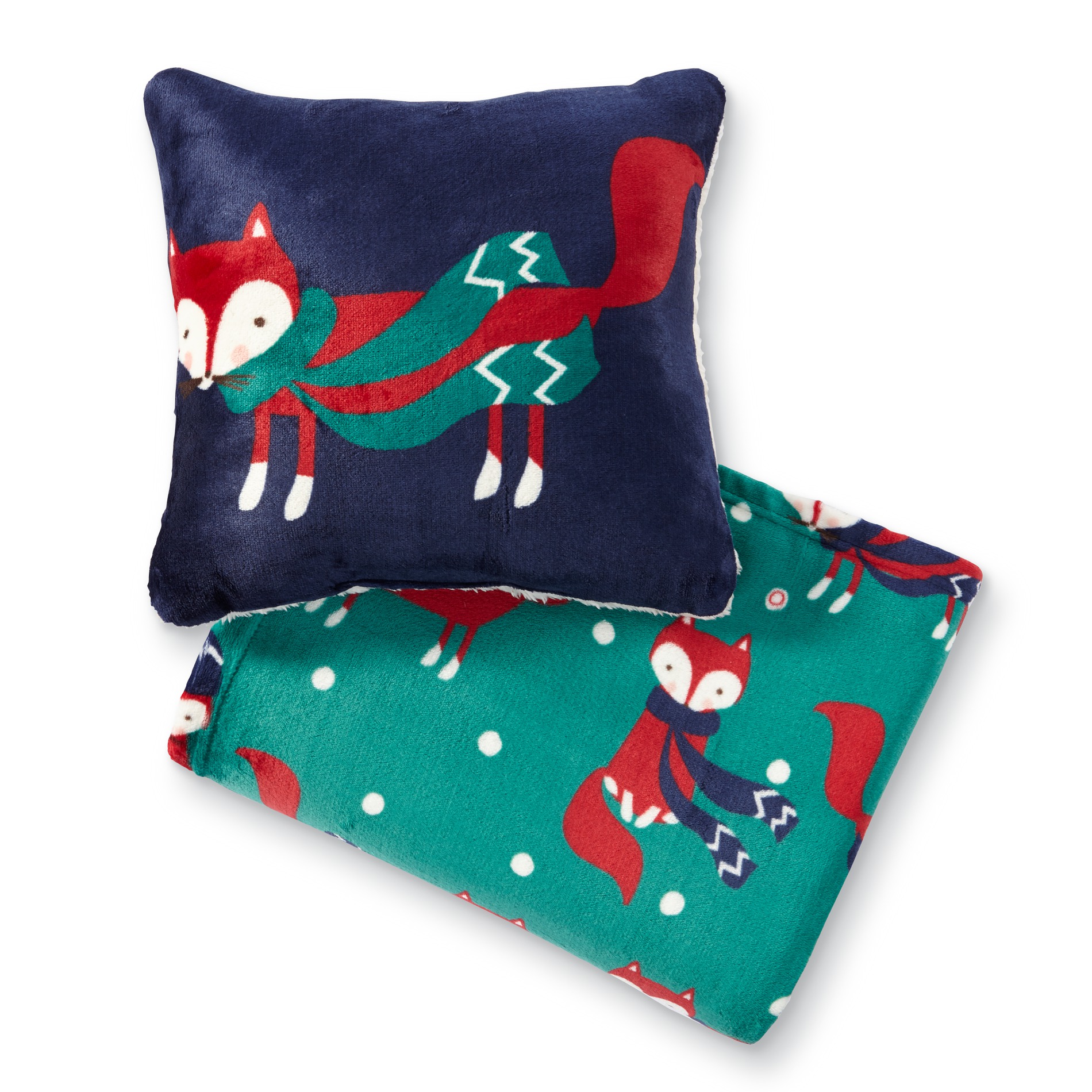 Cannon Christmas Velour Pillow & Throw Set Foxes Shop Your Way