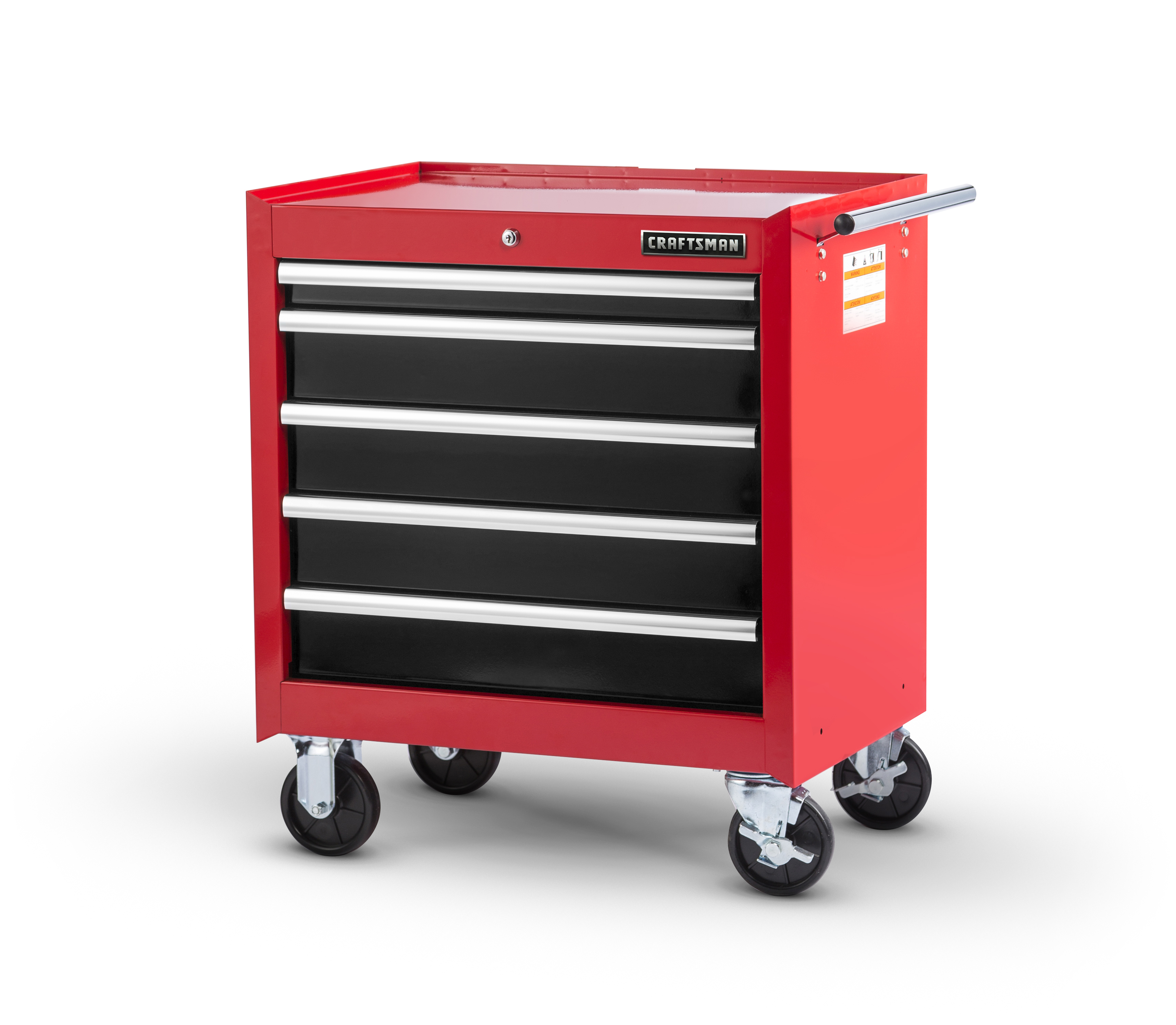 Craftsman 27 in. 5Drawer STD DUTY Ball Bearing Slides Roller in Red and Black Shop