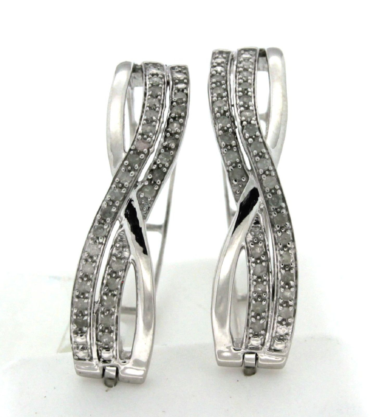 Sterling Silver 0.50cttw Diamond Bypass Hoop Earrings