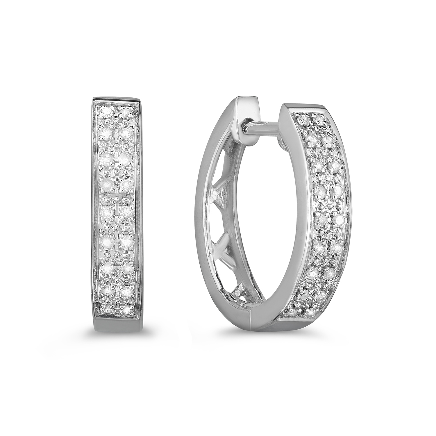 1/10 ct.t.w Diamond Hoop Earrings in Sterling Silver