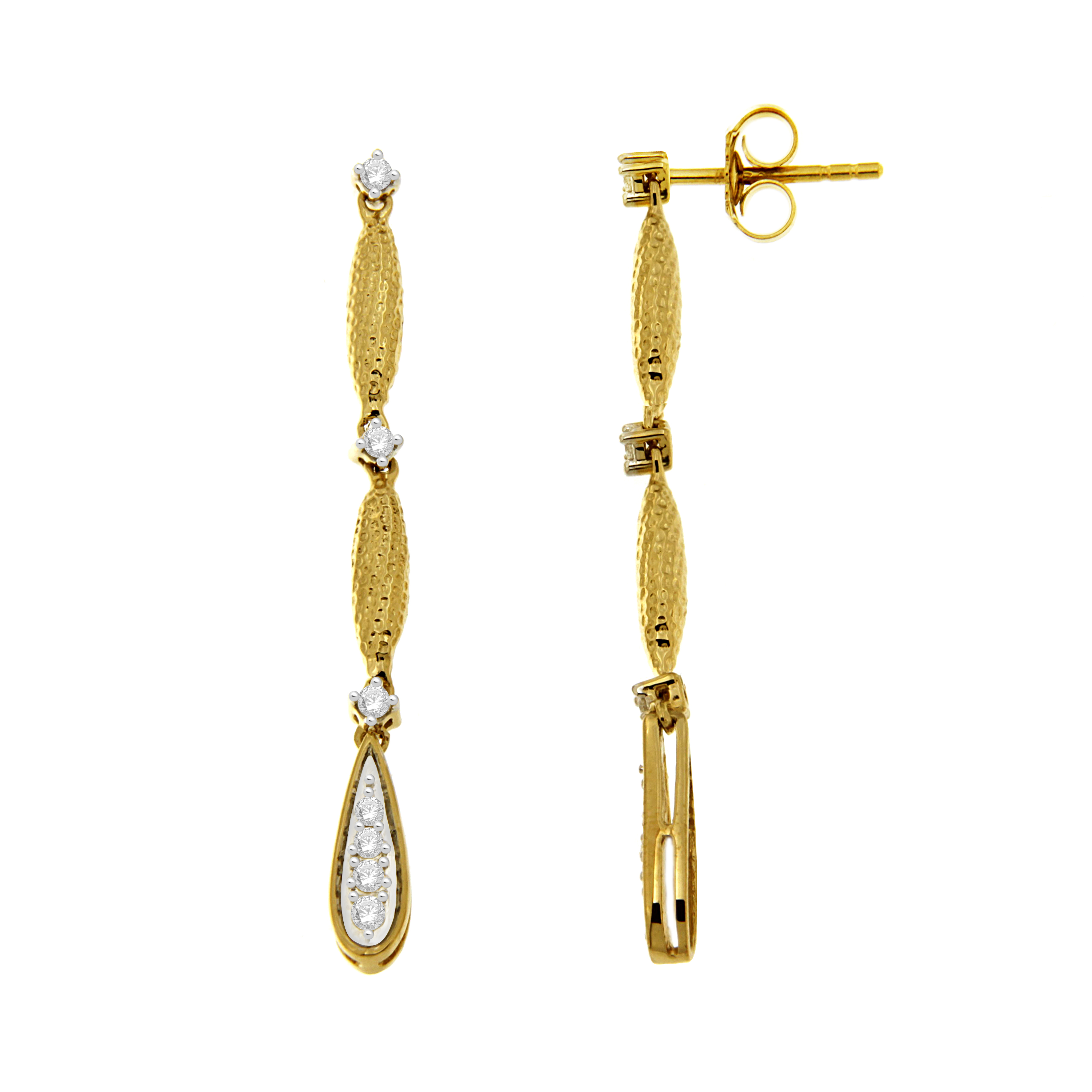 Gold over Silver 0.25 CTW 3 Drop Earrings