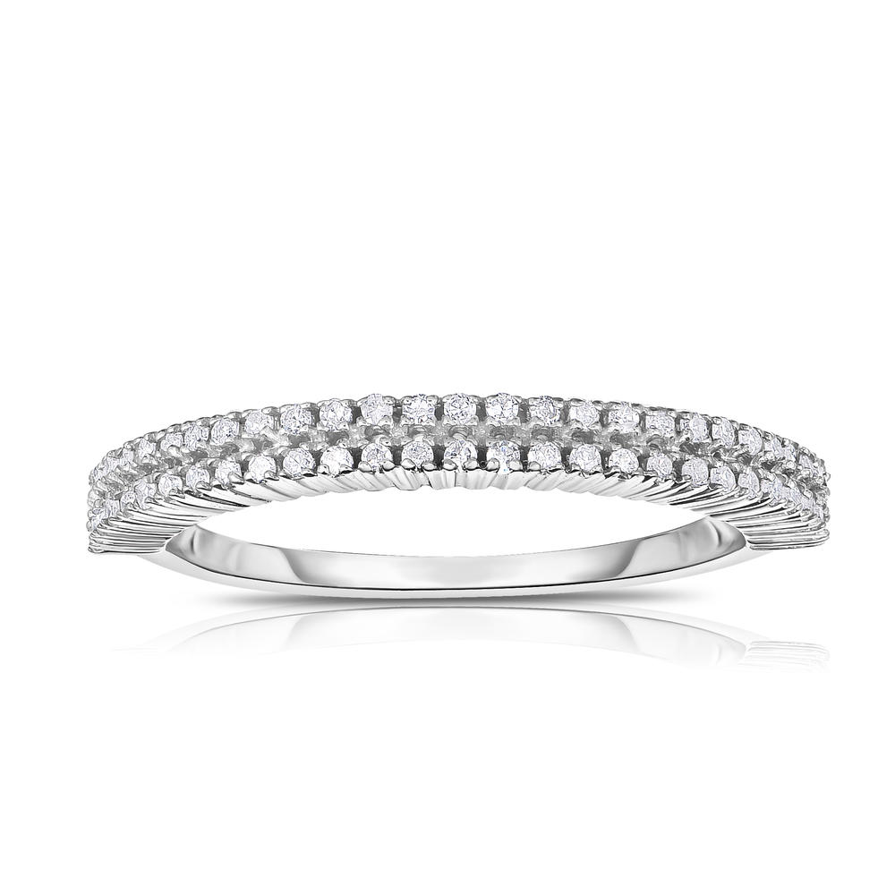 Tradition Diamond 10K White Gold 0.25 CTTW Certified Diamond Double Band Ring - Size 7 Only