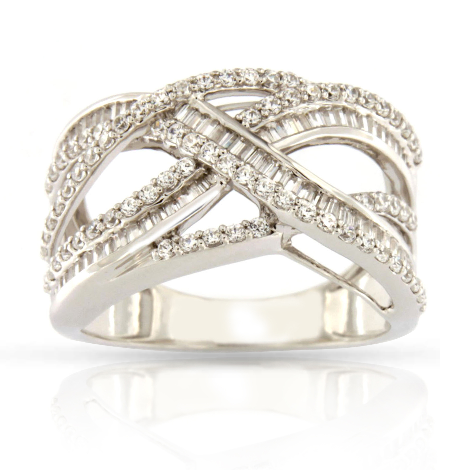 Tradition Diamond 10K White Gold 1.0CTTW Certified Diamond Twist Bridge Anniversary Ring - Size 7 Only