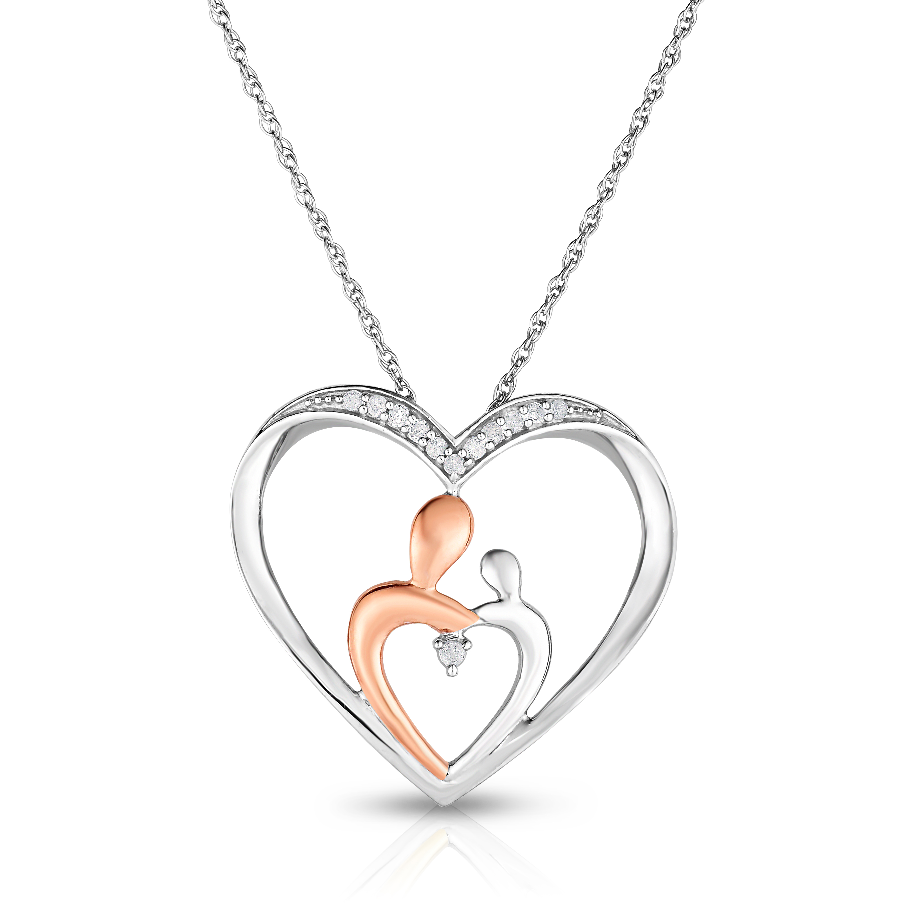 Sterling Silver 0.10CTW Mother and Child Pendant