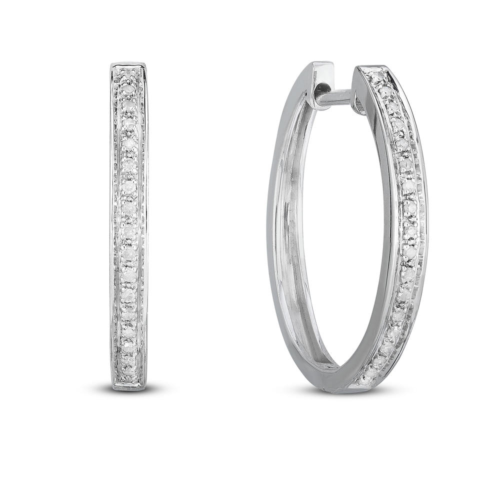 Women's 1/10 Cttw. Sterling Silver Diamond Hoop Earrings