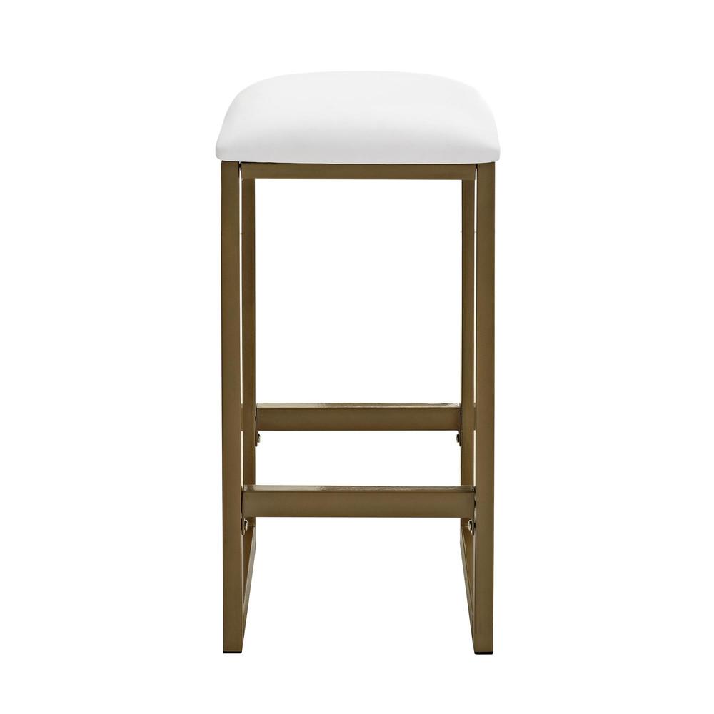 Dorel Home Furnishings Tanner White 3-Piece  Brass Pub Set with Faux Marble Top