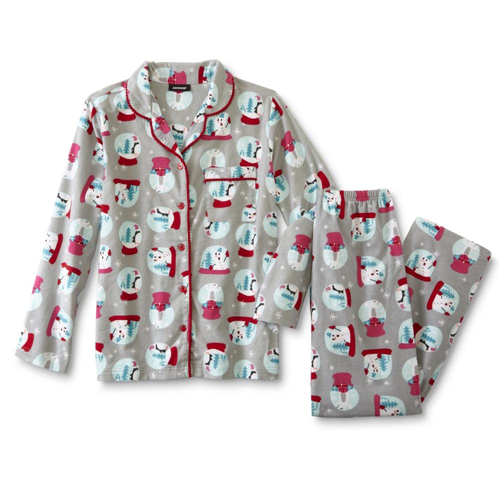 Joe Boxer Juniors' Flannel Pajama Top & Pants - Snow Globes