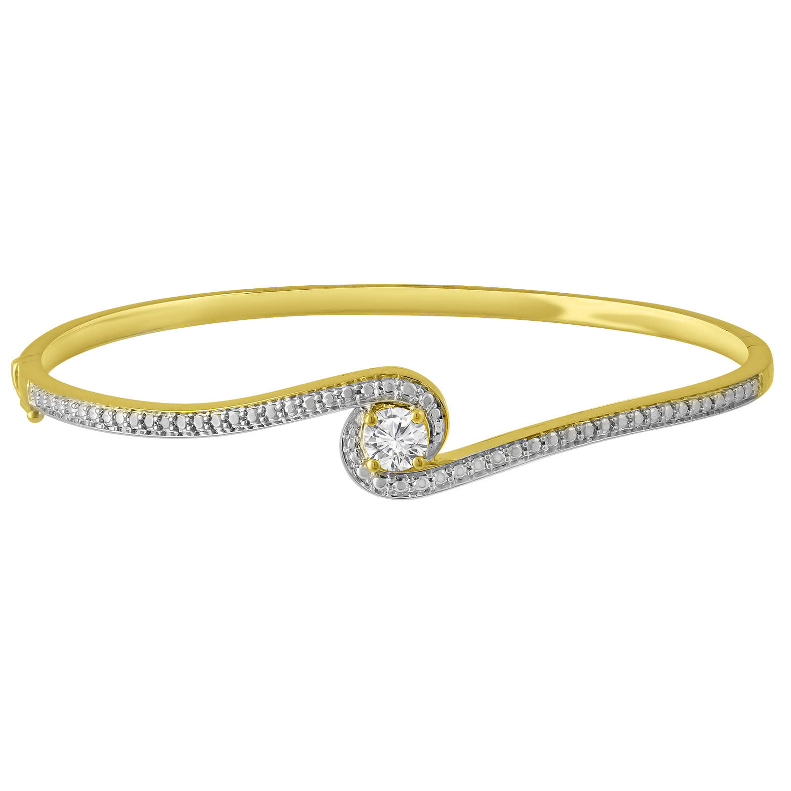 Gold Over Brass Created White Sapphire Bangle