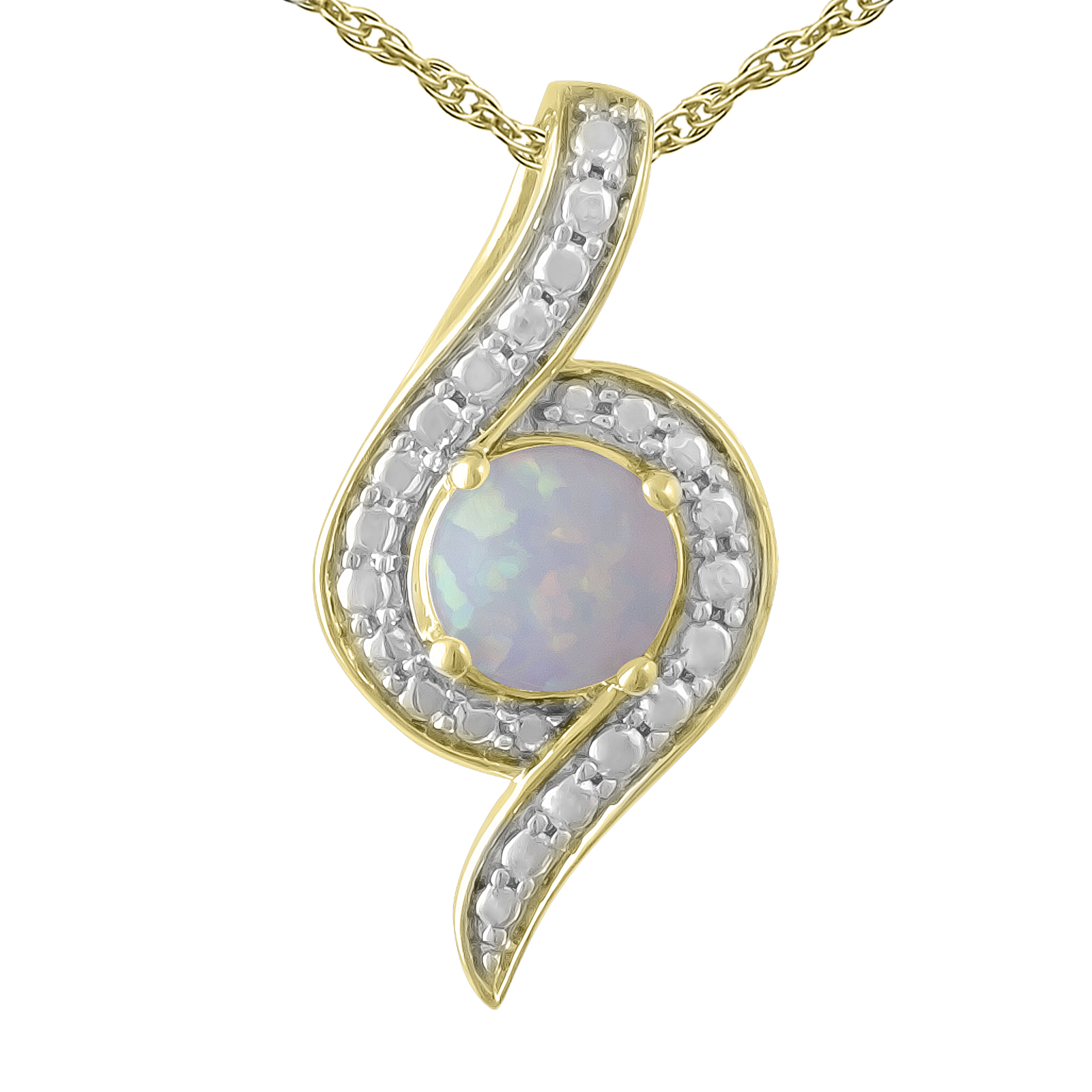 Gold over Sterling Silver Created Opal Swirl Pendant