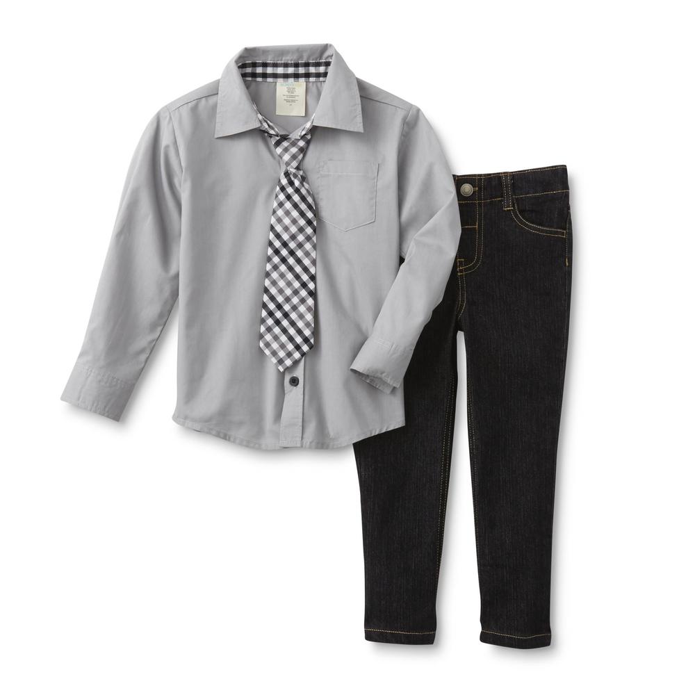 WonderKids Toddler Boy's Dress Shirt, Jeans & Necktie