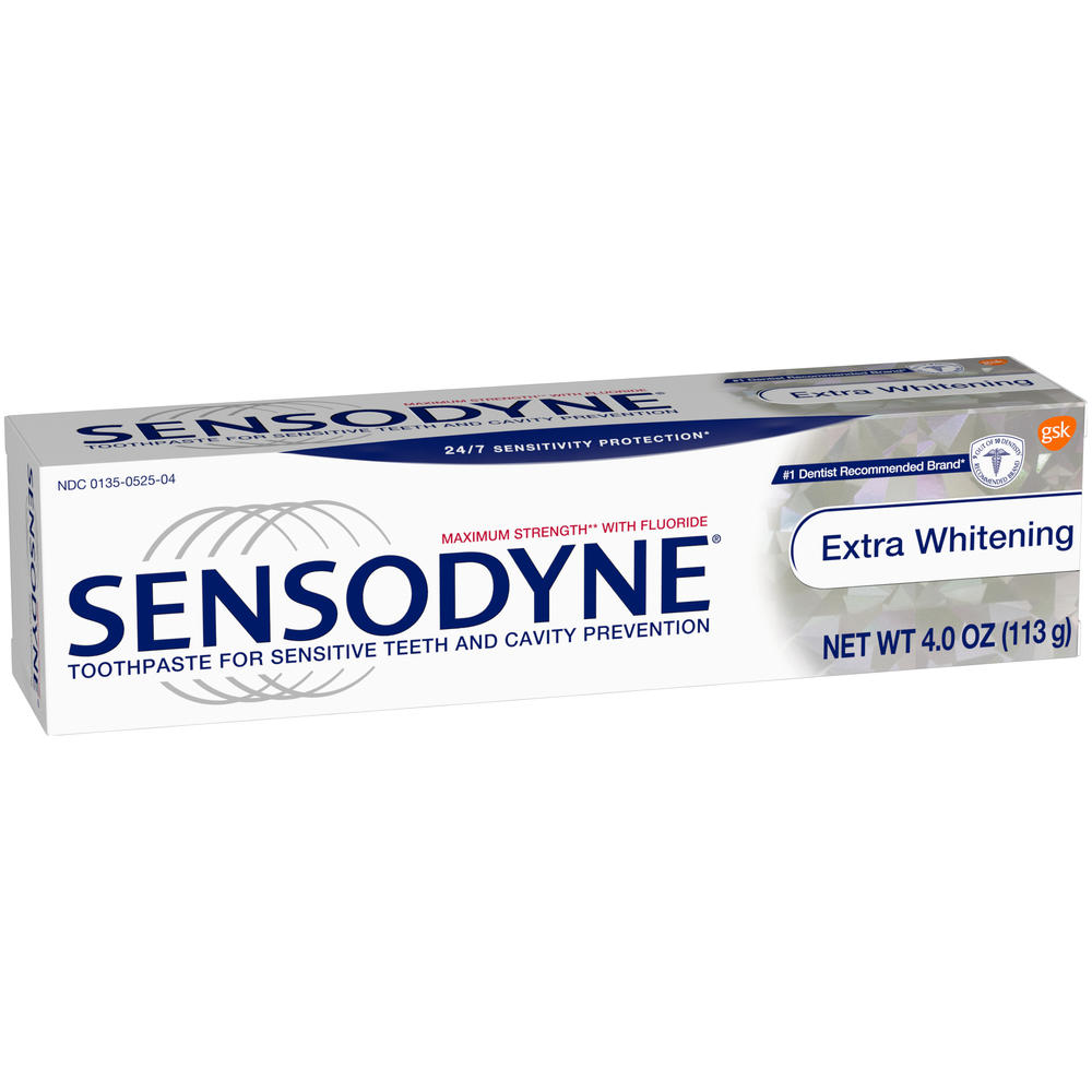 Sensodyne Toothpaste, Maximum Strength with Fluoride, Extra Whitening, 4 oz (113 g)