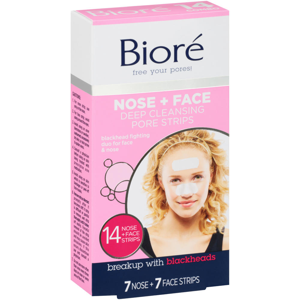 Biore Deep Cleansing Pore Strips, Face & Nose, 14 strips