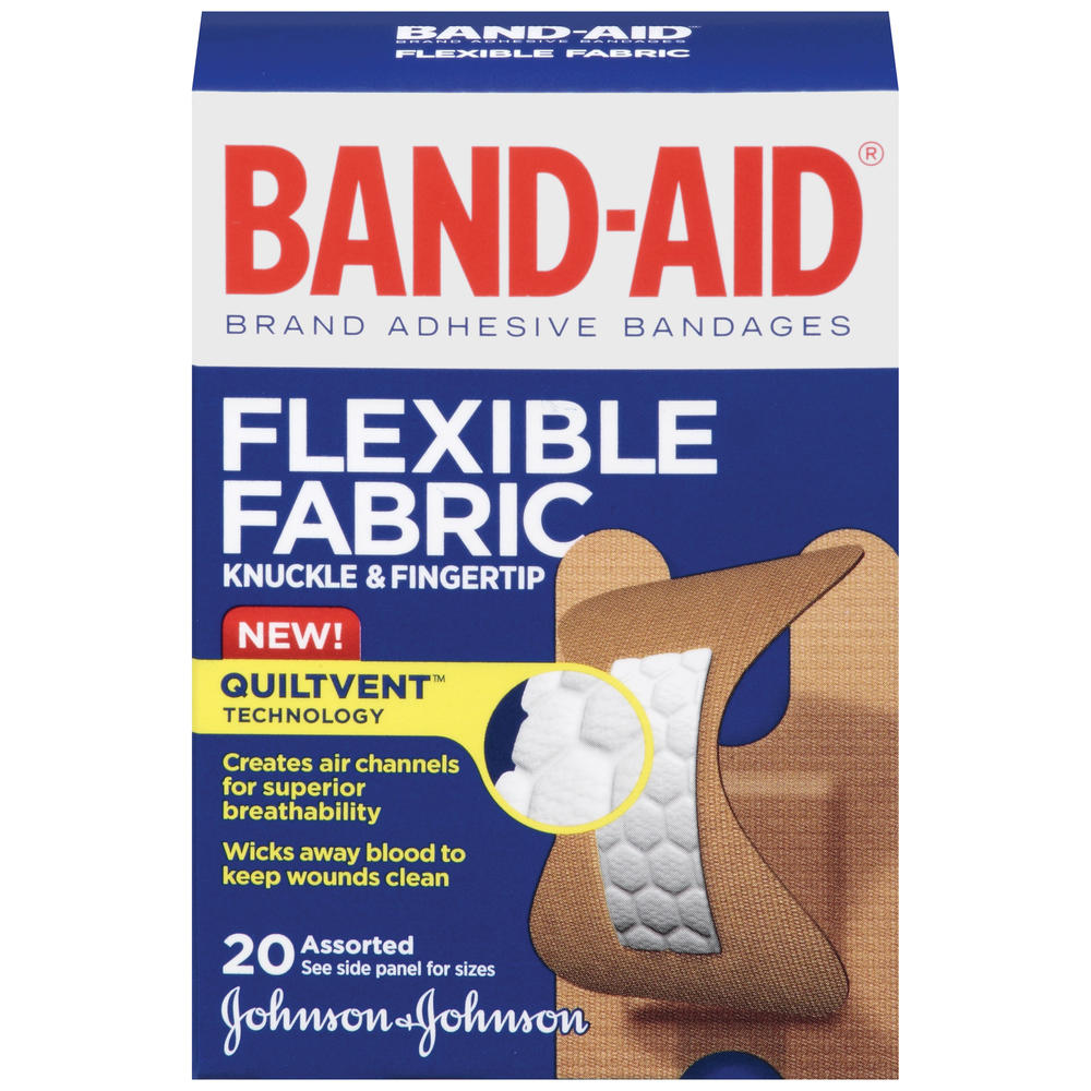 Band-Aid Bandages, Adhesive, Knuckle & Fingertip, Assorted Sizes, 20 bandages