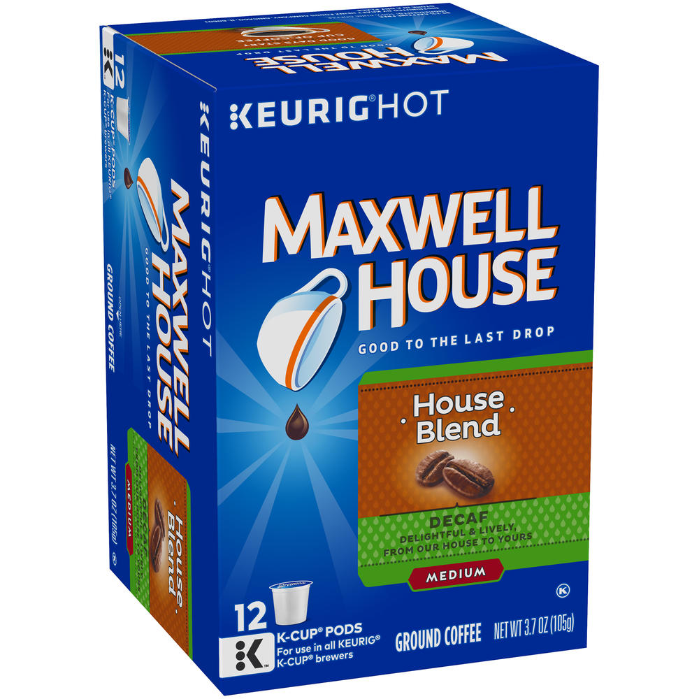 Maxwell House Coffee Cafe Collection Decaf House Blend Medium 12 Single Serve Cups, Net Wt 3.70 oz (105 g)