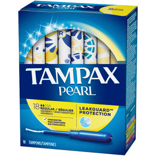 Tampax Pearl Plastic Regular Absorbency Unscented Tampons 18 Count