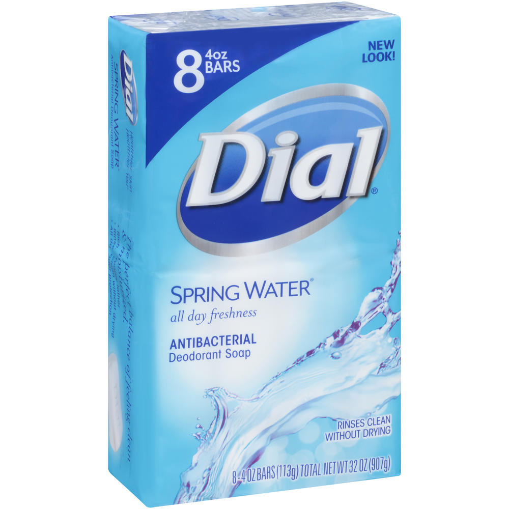 Dial All Day Freshness Antibacterial Deodorant Soap, Spring Water, 8 - 4 oz (113 g) bars [32 oz (904 g)]