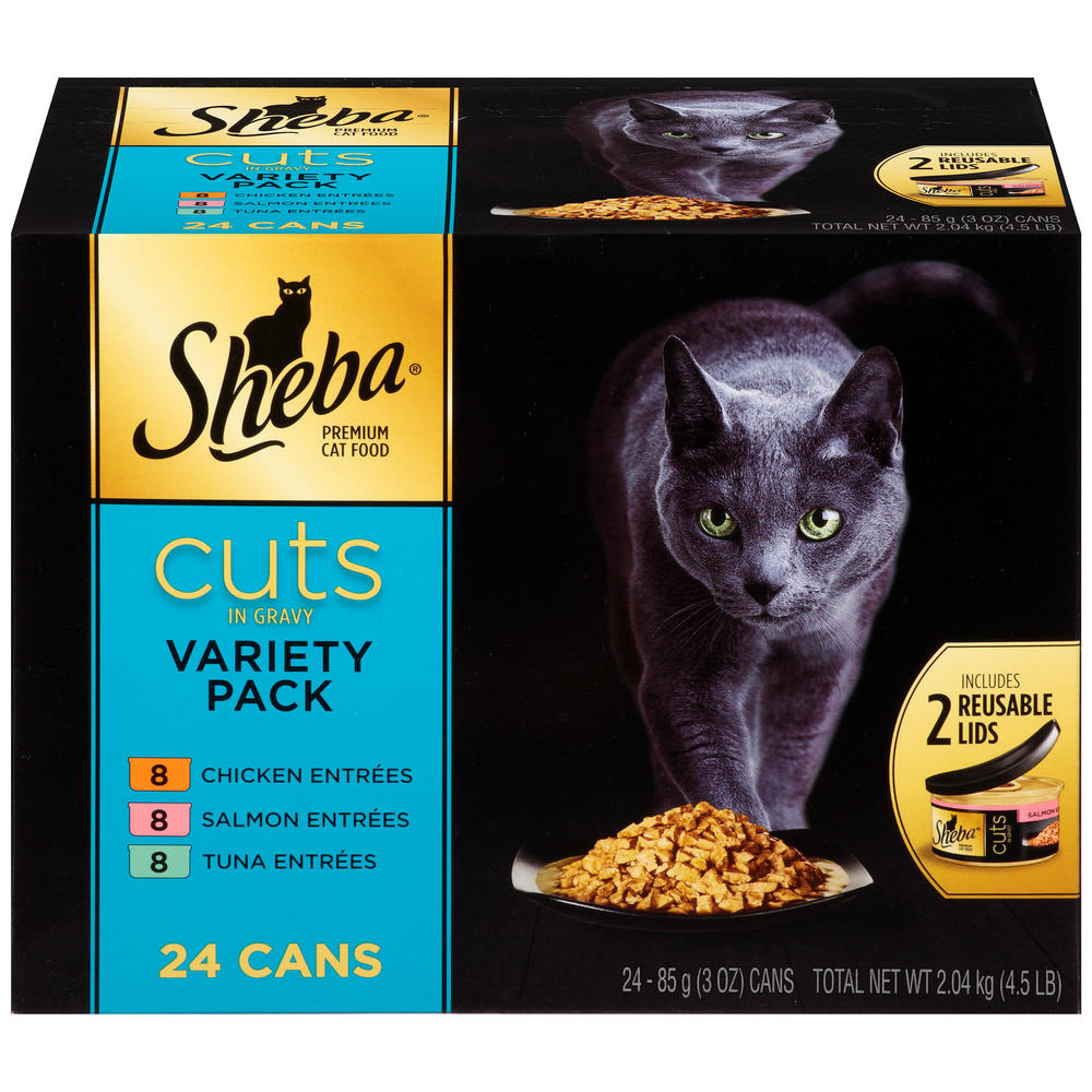 Sheba Wet Cat Food, Variety Pack Cuts in Gravy, 24 - 85g (3 oz) cans, Net Wt 2.04 kg (4.5 lb)