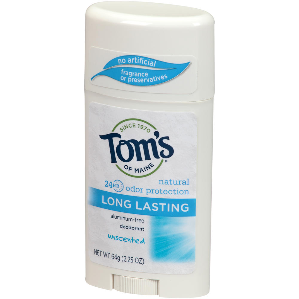 Tom's of Maine Deodorant, Aluminum-Free, Long Lasting, Unscented, 2.25 oz (64 g)