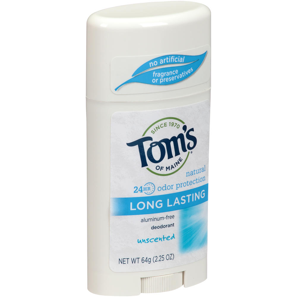 Tom's of Maine Deodorant, Aluminum-Free, Long Lasting, Unscented, 2.25 oz (64 g)