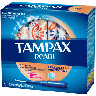 Pearl Tampons Plastic Super Plus Absorbency Fresh Scent 36 Tampons