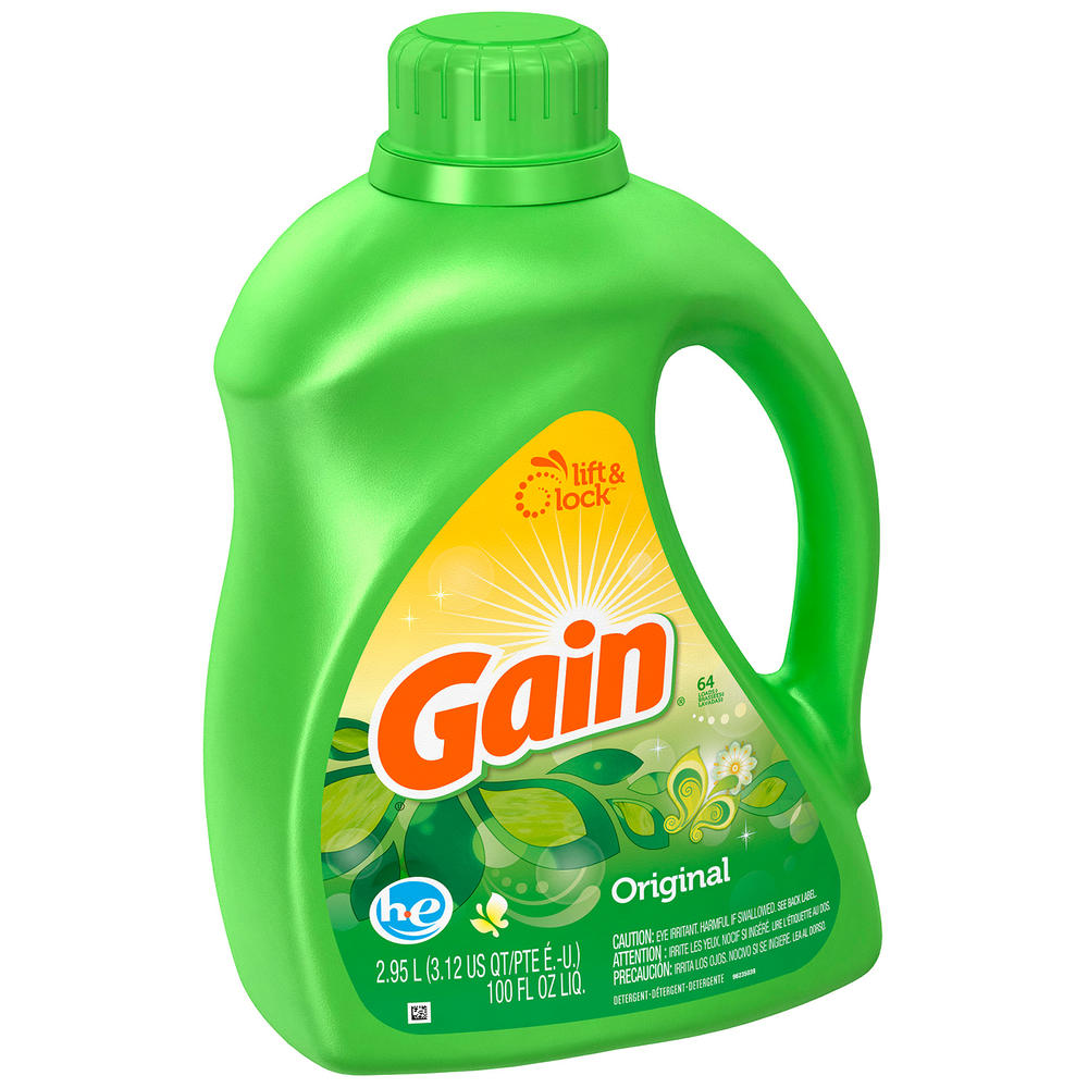 Gain FreshLock, Liquid Detergent, HE, Original, 100 fl oz (3.12 qt) 2.95 lt