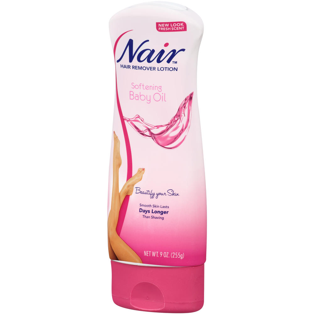Nair Hair Remover Lotion, For Legs & Body, Baby Oil, 9 oz (255 g)