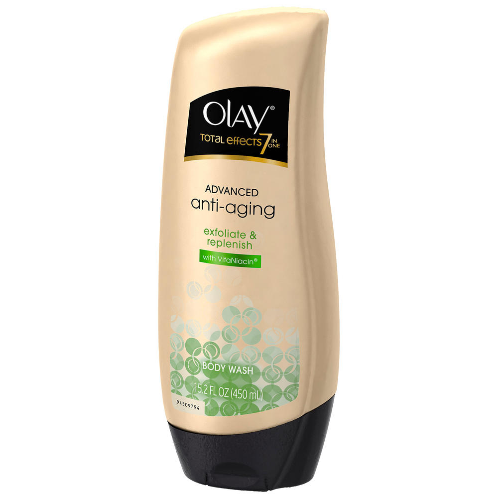 Olay Total Effects Body Wash, Exfoliate & Replenish, 15.2 fl oz (450 ml)