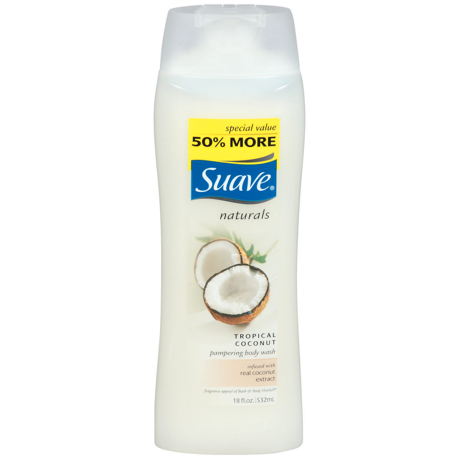 Suave Naturals Body Wash, Pampering, Tropical Coconut, 18 ...