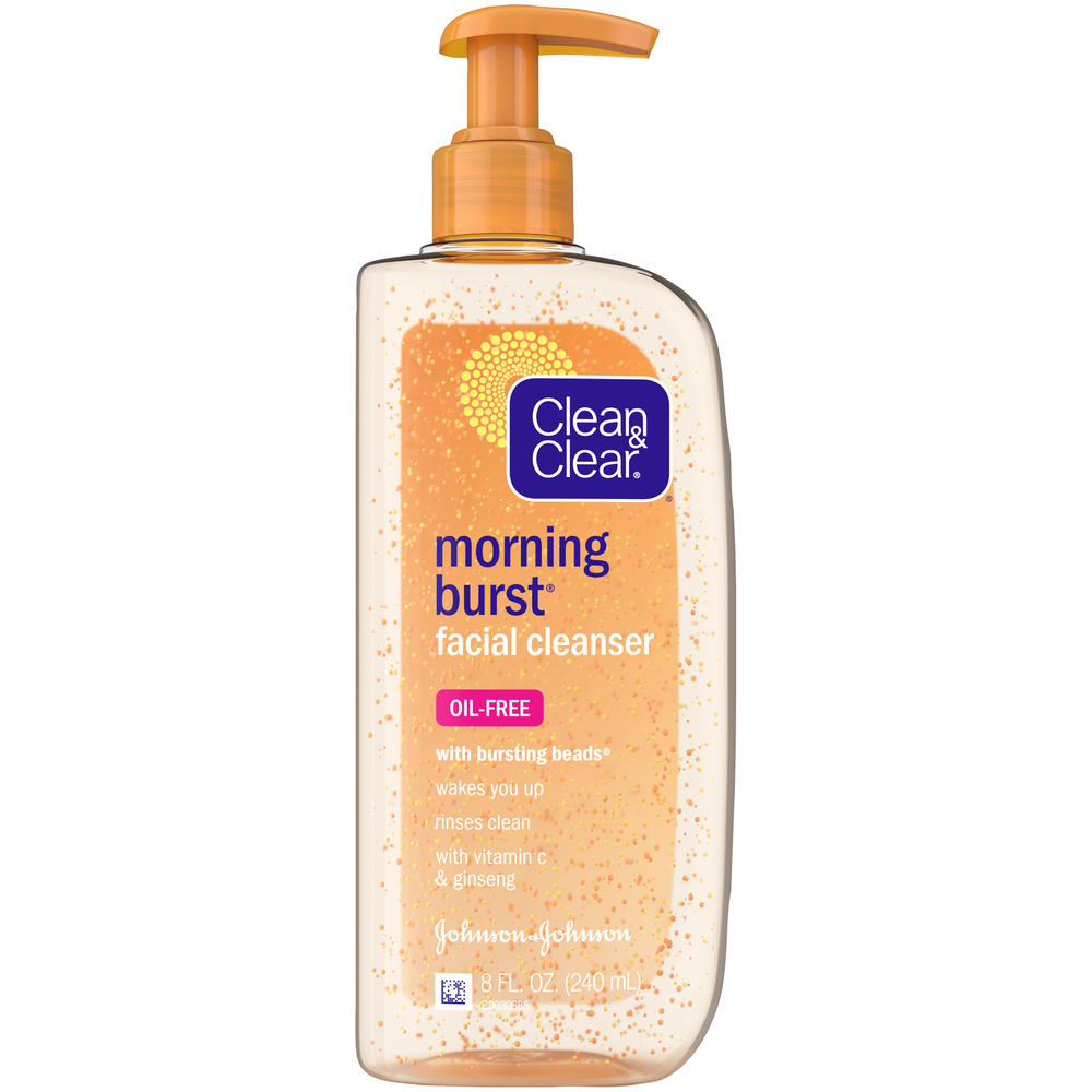 Clean & Clear Morning Burst Facial Cleanser, Oil- Free, with Bursting Beads, 8 fl oz (240 ml)