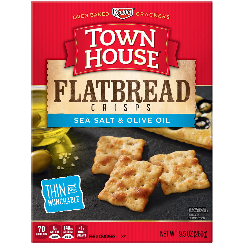 Town House Crackers, Flatbread Crisps, Sea Salt & Olive Oil 9.5 oz (269 g)