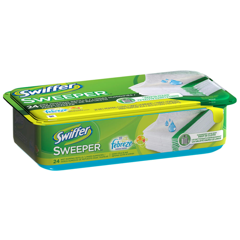 Swiffer Sweeper Wet Mopping Cloths, Refills, Citrus & Light, 24 cloths