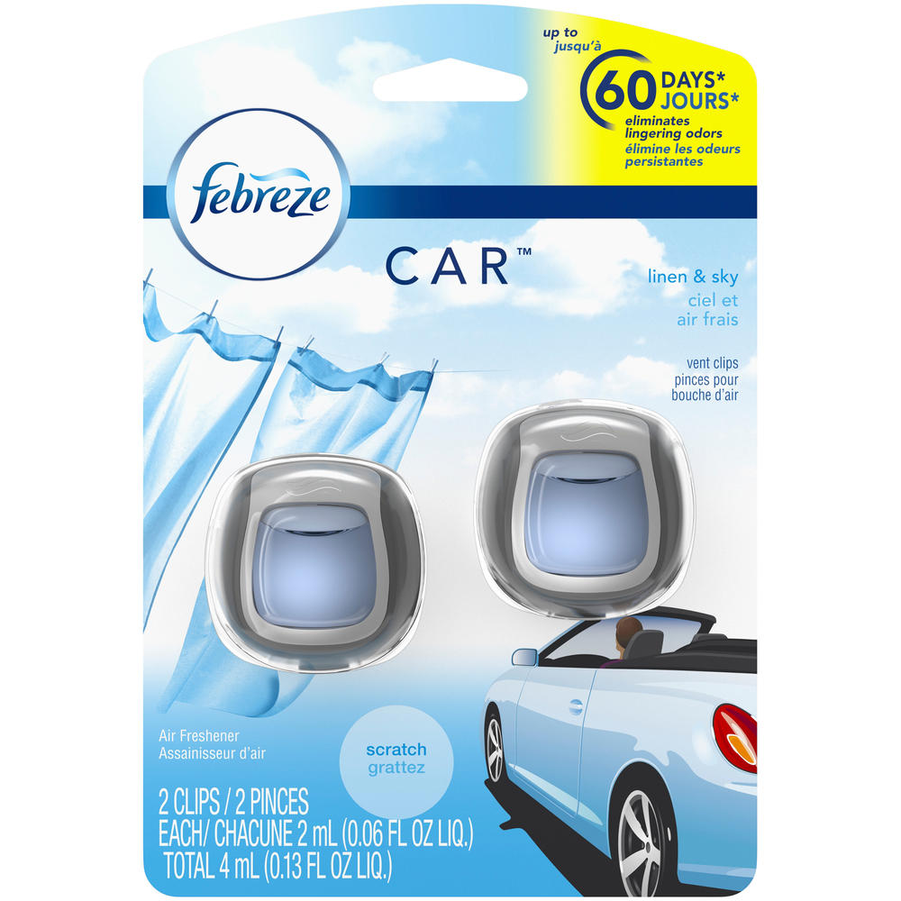 FEBREZE Febreze CAR Vent Clips Linen & Sky Air Freshener (2 Count, 0