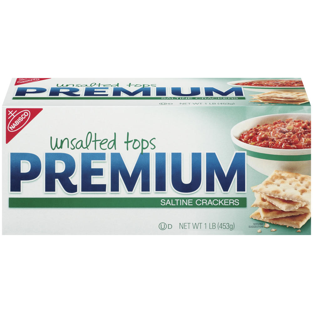 Nabisco Premium Crackers, Saltine, Unsalted Tops, 1 lb (453 g)
