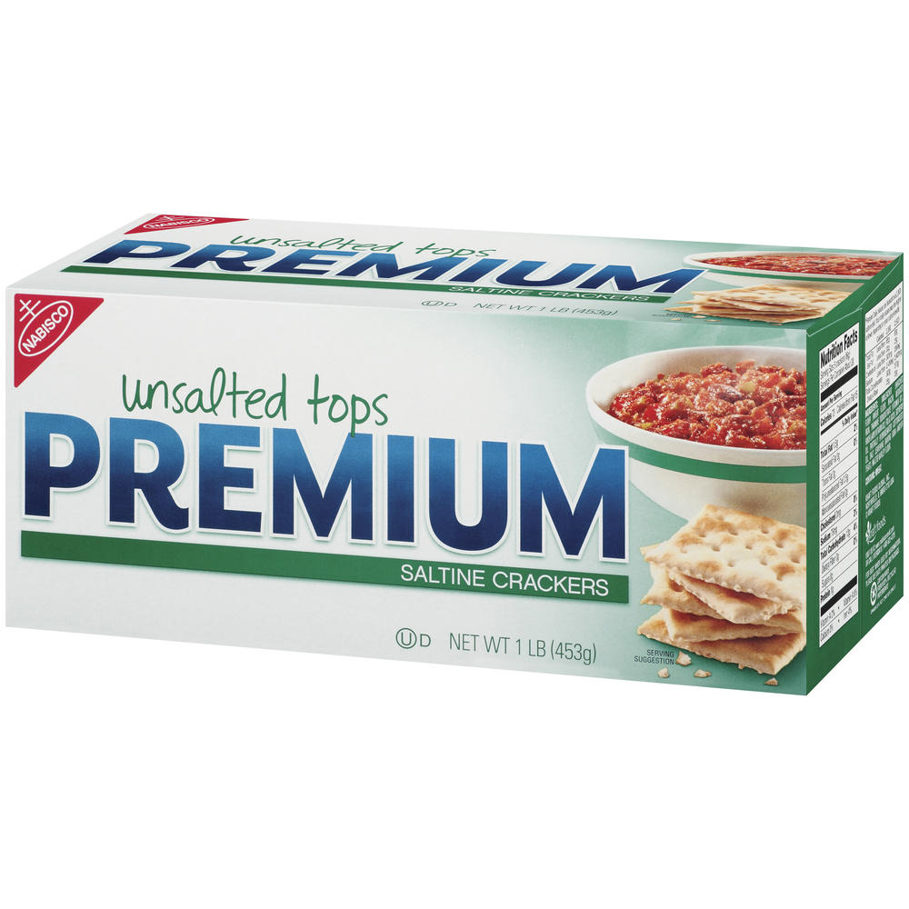 Nabisco Premium Crackers, Saltine, Unsalted Tops, 1 lb (453 g)