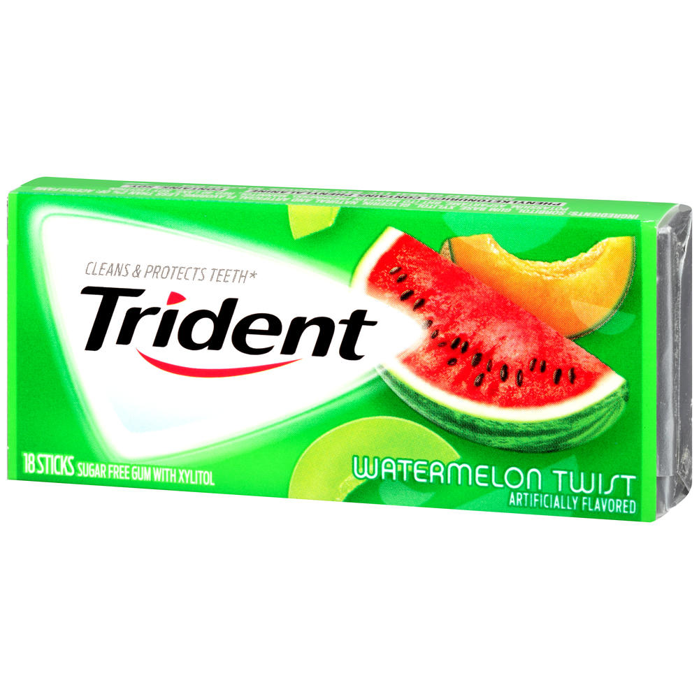 Trident Gum, Sugarless, with Xylitol, Watermelon Twist, 18 sticks