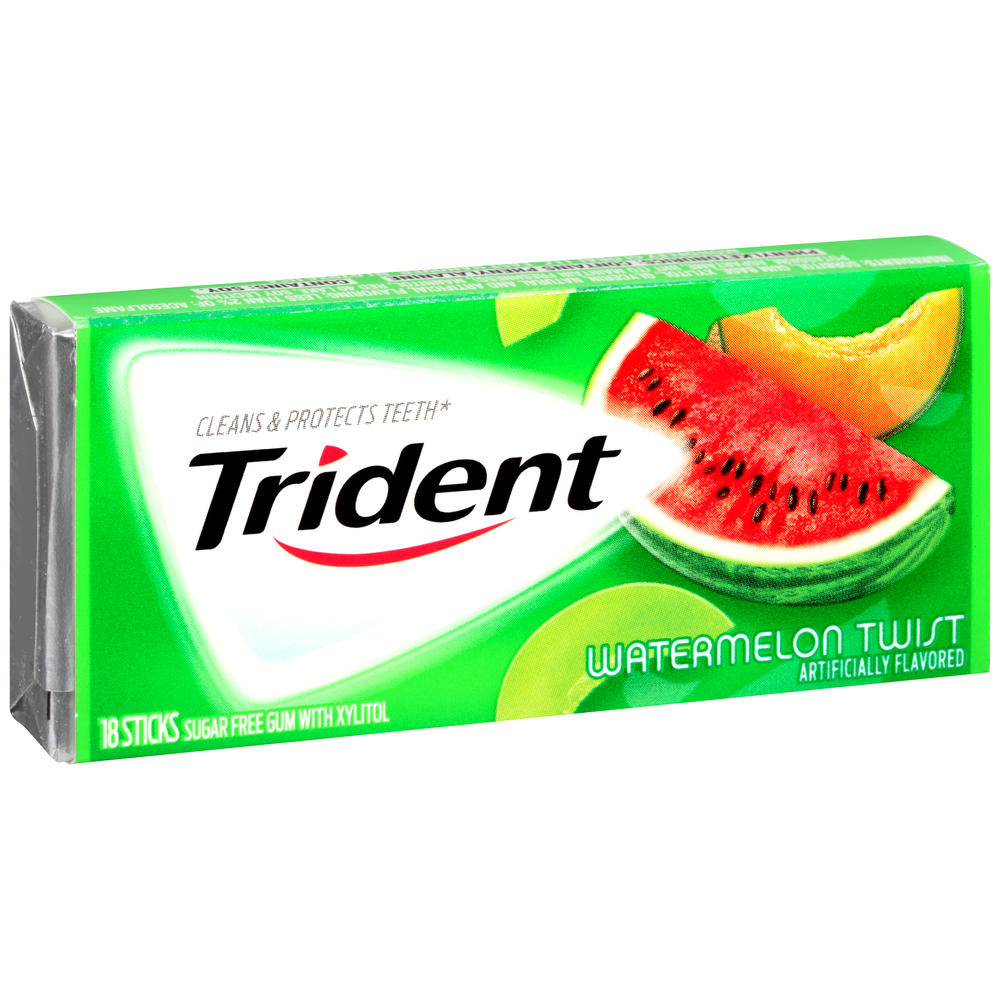 Trident Gum, Sugarless, with Xylitol, Watermelon Twist, 18 sticks