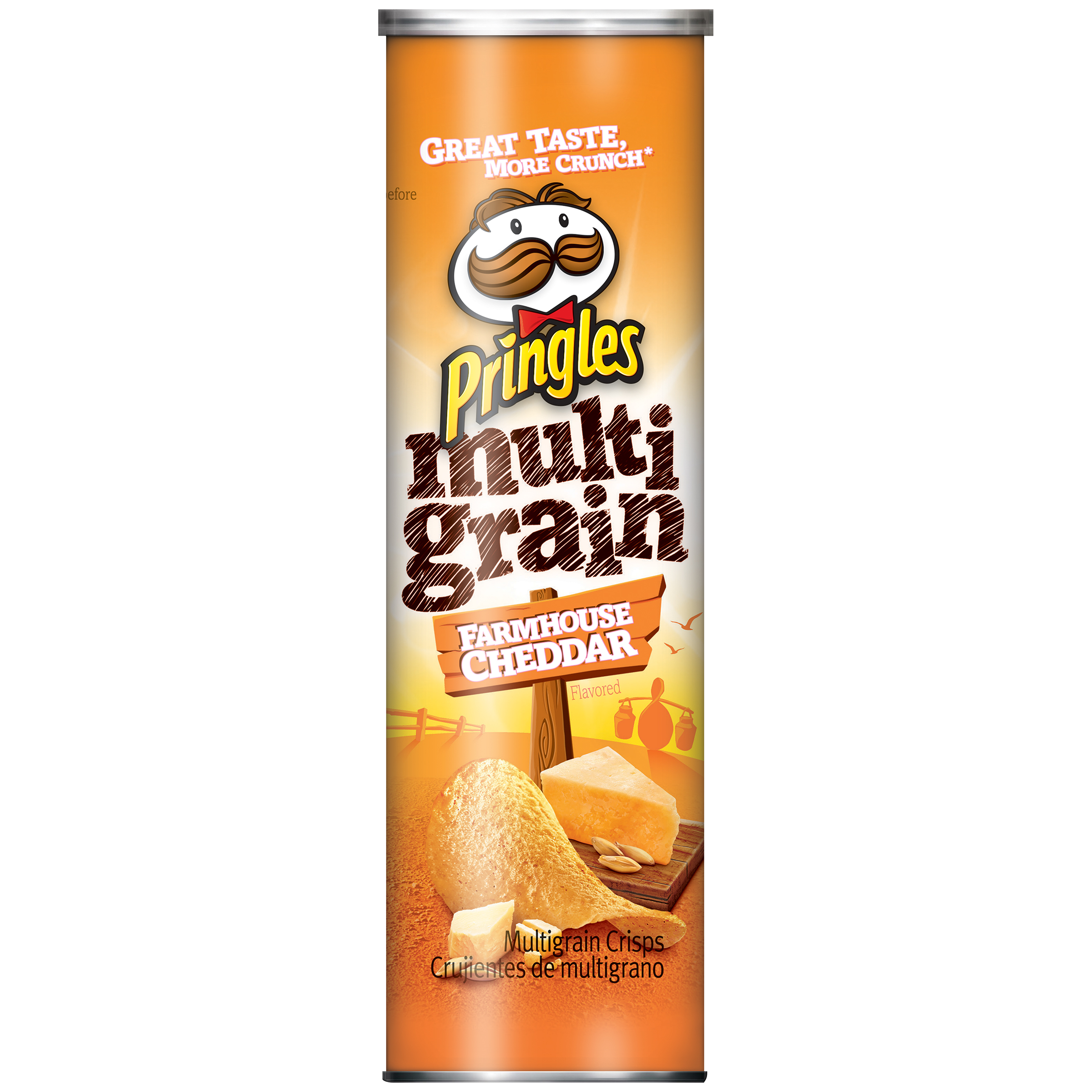 Pringles Multigrain Crisps Farmhouse Cheddar, 6.63 oz Canister