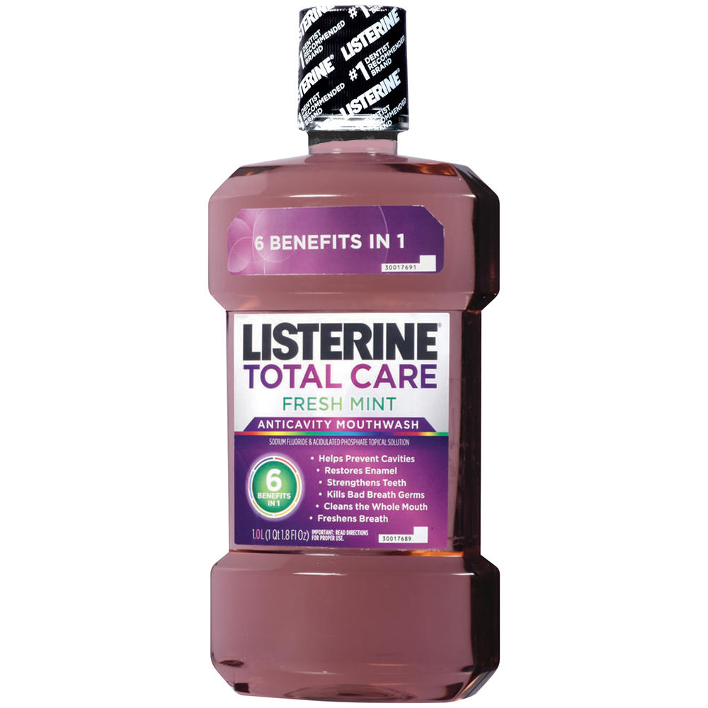 Listerine Total Care Anticavity Mouthwash, Total Care, Fresh Mint, 1 lt (1 qt 1.8 fl oz)