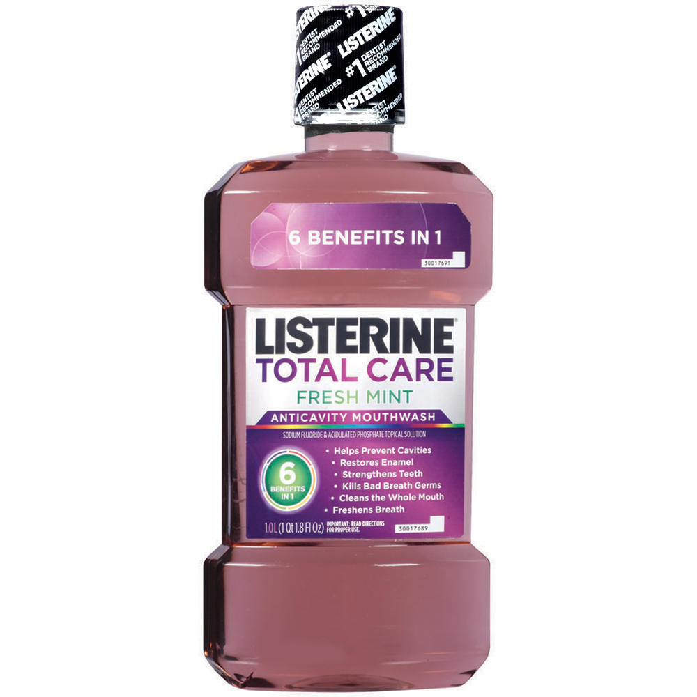 Listerine Total Care Anticavity Mouthwash, Total Care, Fresh Mint, 1 lt (1 qt 1.8 fl oz)