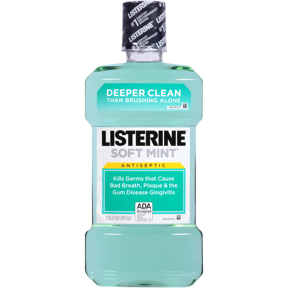Listerine Antiseptic, Soft Mint, 33.8 fl oz (1 qt 1.8 fl oz) 1 lt