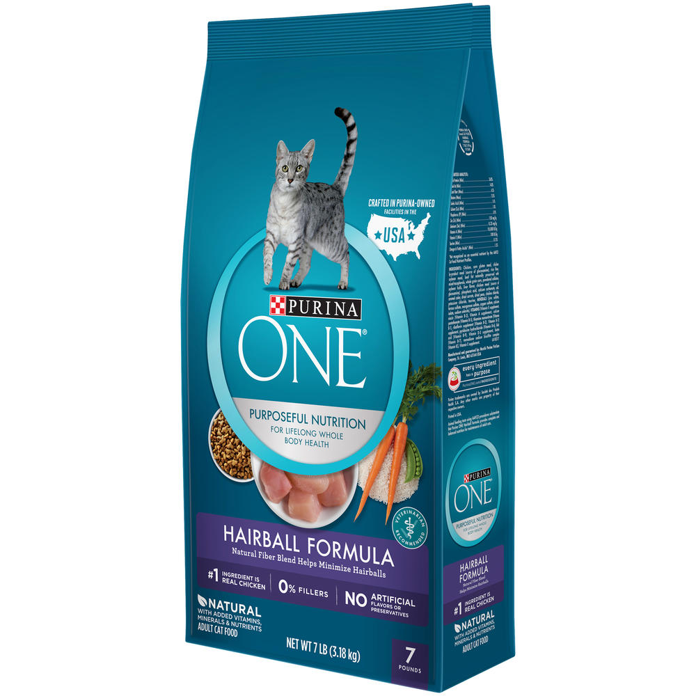 Purina ONE Hairball Formula Adult Premium Cat Food 7 lb. Bag