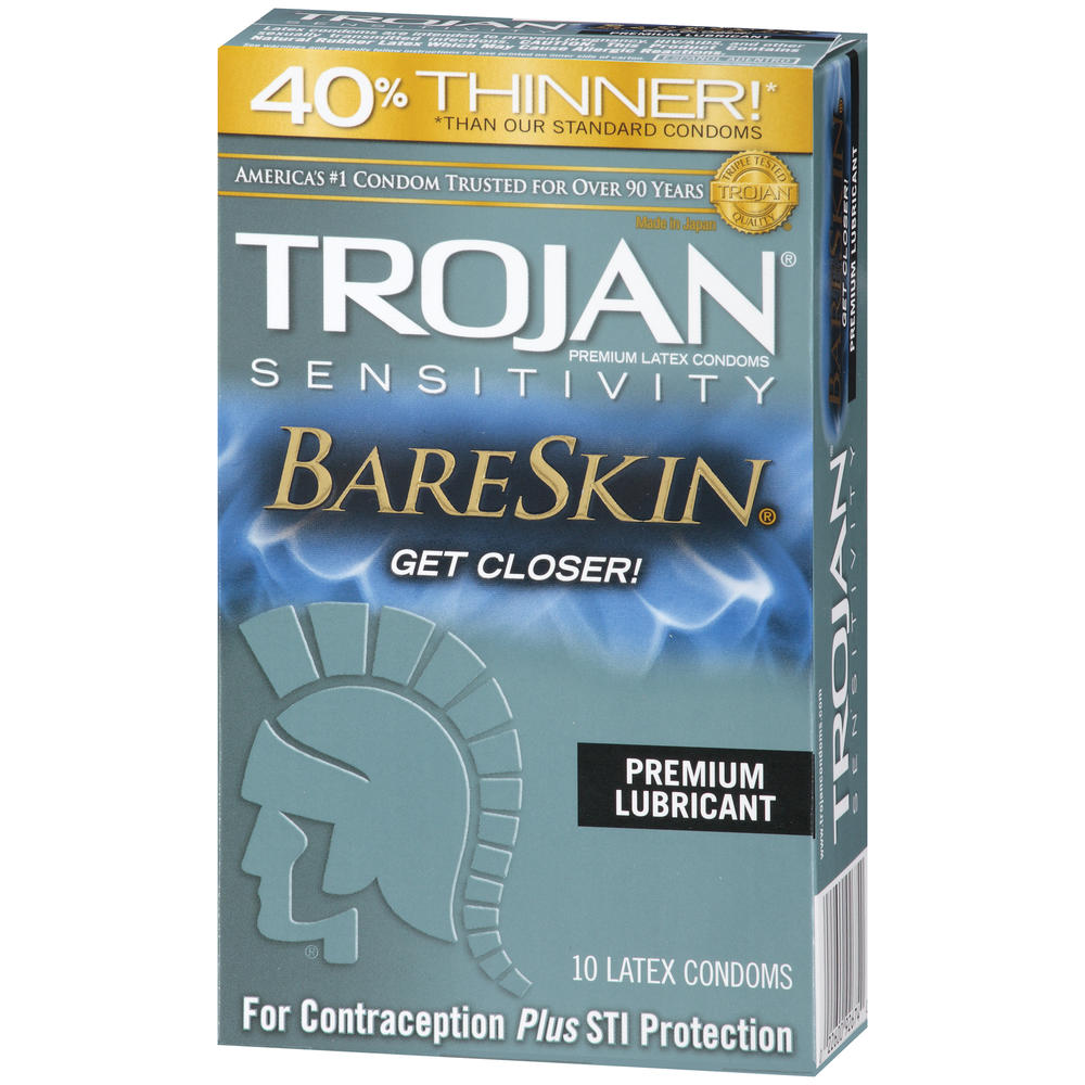 Sensitivity BareSkin Condoms, Premium Latex, Premium Lubricant, 10 condoms