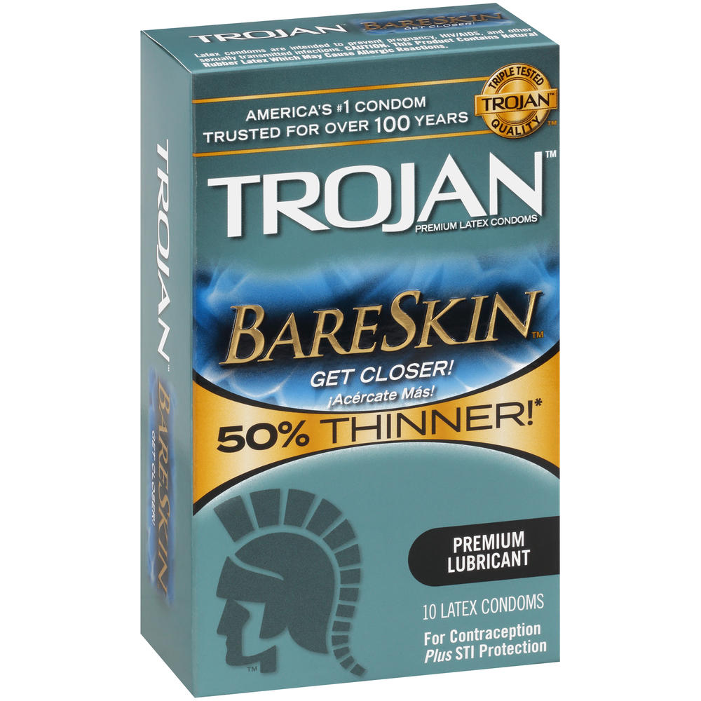 Sensitivity BareSkin Condoms, Premium Latex, Premium Lubricant, 10 condoms