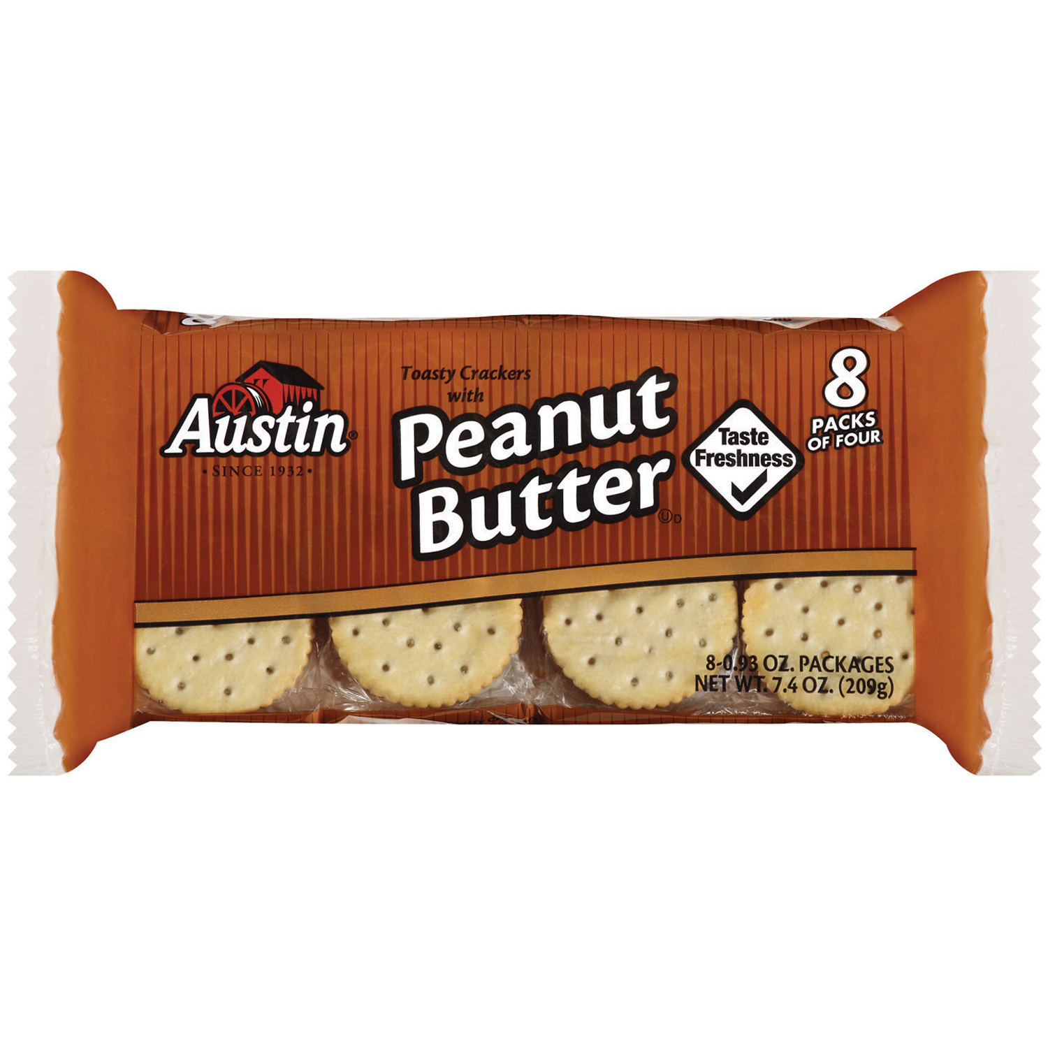 Austin Toasty Crackers, with Peanut Butter, 8 - 0.93 oz packages [7.4 oz (209 g)]