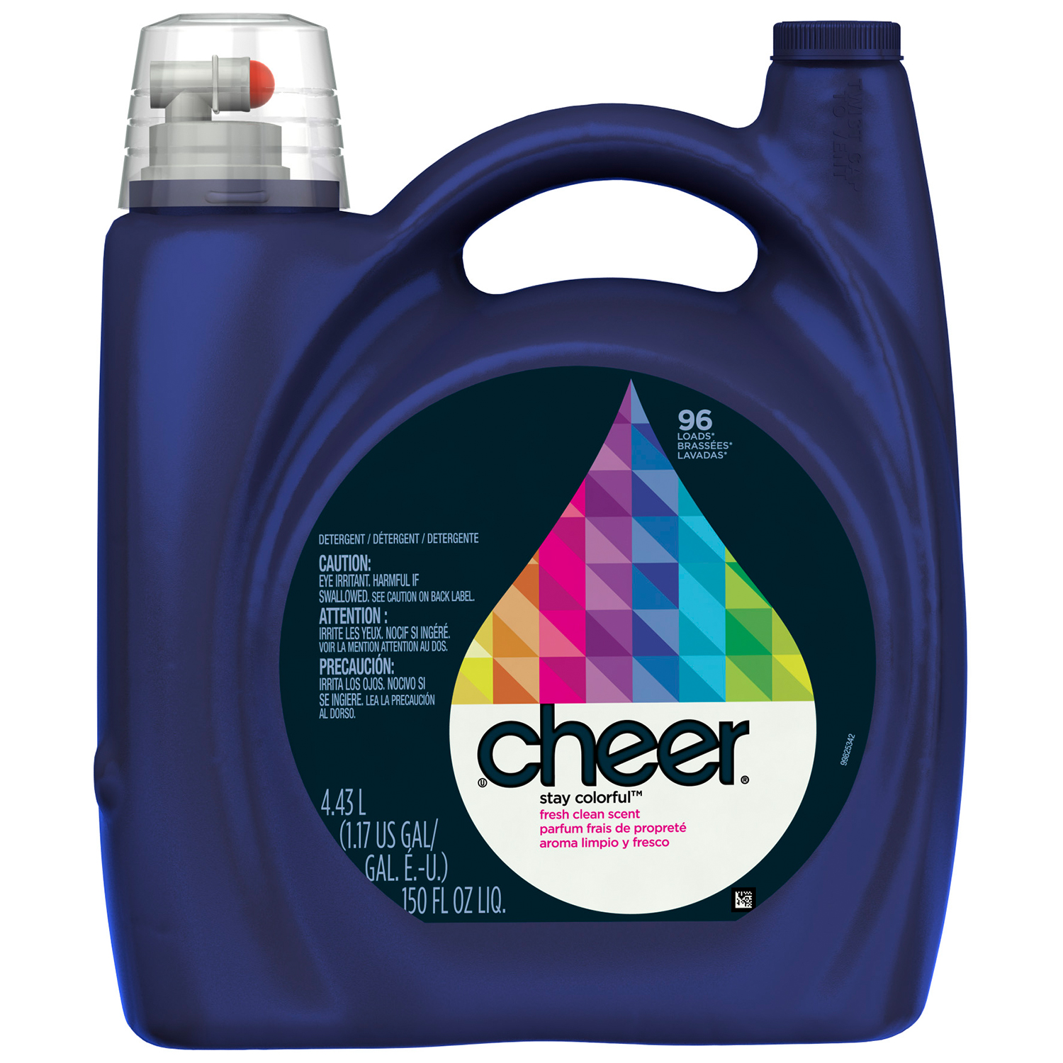 Cheer BrightClean Detergent, 2x Ultra, Fresh Clean Scent, 150 fl oz (1.17 gl) 4.43 lt