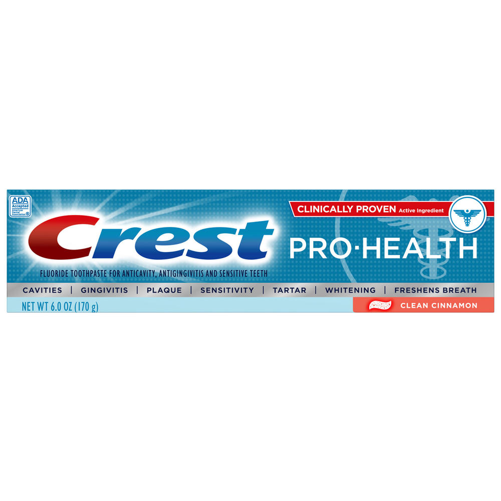 Crest Pro-Health Fluoride Toothpaste for Anticavity, Antigingivitis and Sensitive Teeth, Clean Cinnamon, 6 oz (170 g)