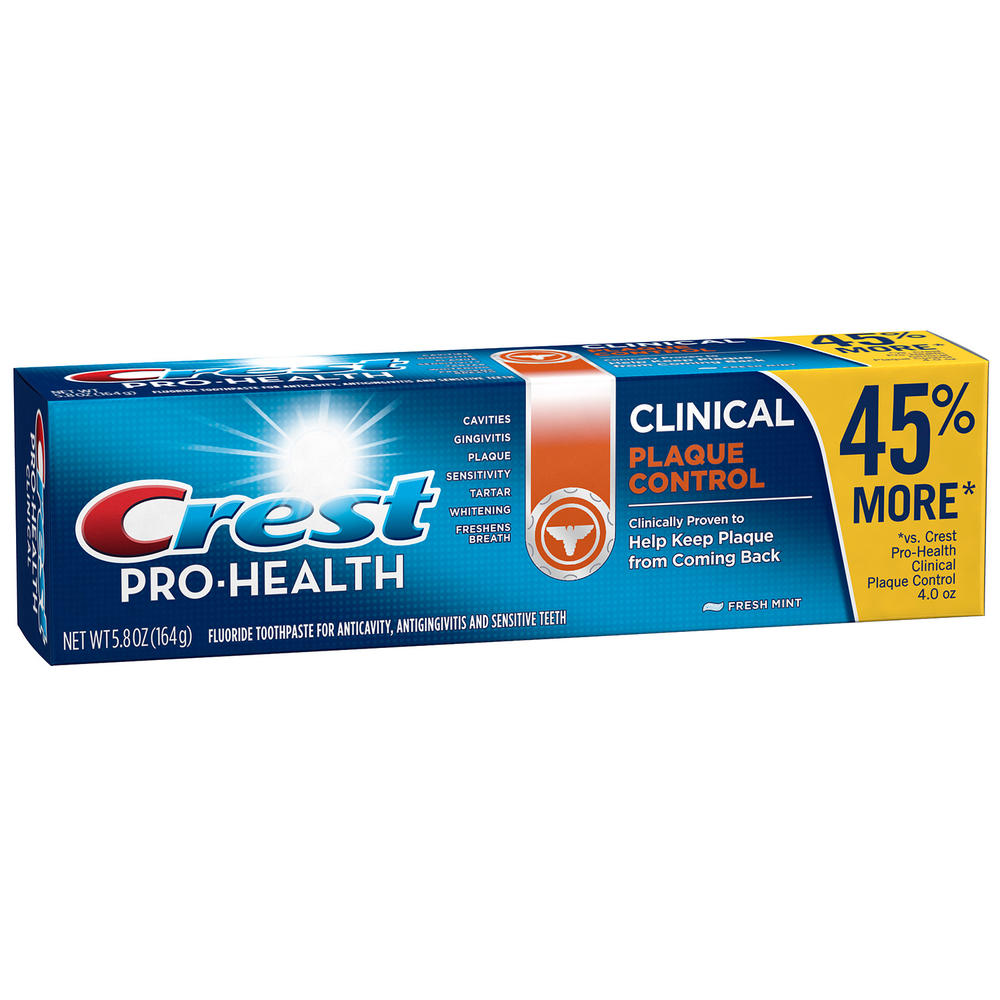 Crest Pro-Health Clinical Toothpaste, Fluoride, Plaque Control, Fresh Mint, 5.8 oz (164 g)